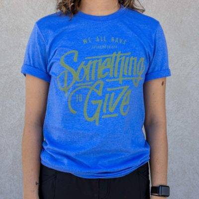 We all have something to give blue and green relaxed fit t-shirt